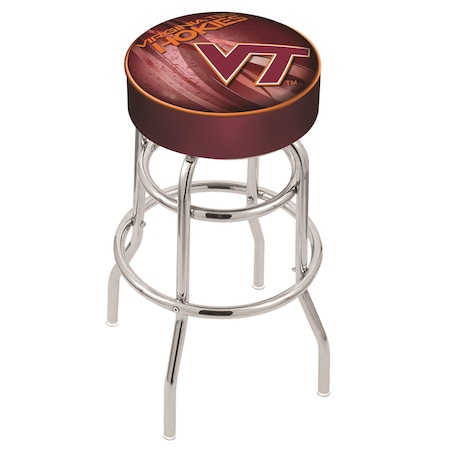 Holland Bar Stool Co 30" Virginia Tech Cushion Seat, 2-Ring Chrome Swivel Bar Stool L7C130VATech-D2